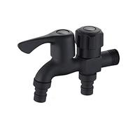 Washing Machine Cold Water Mixture Faucet Double spout Brass Laundry Sink Hose Splitter Dual Outlet Adapter for Bathroom Toilet,Chrome C(Black A)