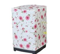 Washing Machine Cover 2pcs Waterproof Washing Machine Dryer Cover Sunscreen Passport Cover Coated Silver Protection Case Zippered Roller For Home Kitchen(Red Flower)