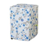 Washing Machine Cover 2pcs Waterproof Washing Machine Dryer Cover Sunscreen Passport Cover Coated Silver Protection Case Zippered Roller For Home Kitchen(Blue Flower)