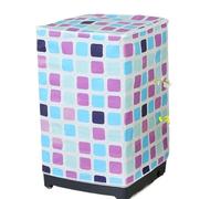 Washing Machine Cover 2pcs Waterproof Washing Machine Dryer Cover Sunscreen Passport Cover Coated Silver Protection Case Zippered Roller For Home Kitchen(Purple check)
