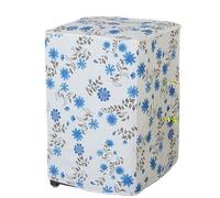 Washing Machine Cover Waterproof Washing Machine Dryer Cover Sunscreen Passport Cover Coated Silver Protection Case Zippered Roller For Home Kitchen(Flower Blue)
