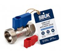 Washing Machine & Dishwasher Straight Tap Connector Valve 15mm x 3/4” BSP | Hot & Cold Water Inlet Isolation Valve | Silver Chrome Finish