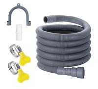Washing Machine Drain Hose - 4.9 Feet Corrugated PVC Dishwasher Hose, Heavy Duty | Includes 1 Adapter, 2 Clamps, 1 U Angled Bracket, Replacement Flexible and Durabl
