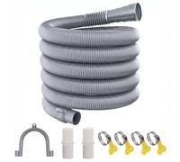 Washing Machine Drain Hose Extension, 3M Washing Machine Drain Hose with 2 Extender Connectors 4 Pipe Clamps and U Bracket, Caravan Waste Pipe for Dishwasher Dryer Lon
