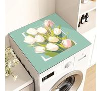 Washing Machine Dryer Dust Cover Pink Tulip Flowers Print Oven Microwave Refrigerator Top Protector Coffee Drain Mat Simple Fresh Home Decoration(C,40x50cm)