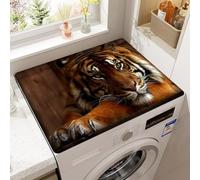 Washing Machine Dryer Dust Proof Sun Protection Mat 3D Animal Print Refrigerator Top Pad Kitchen Decorative Bathroom Rugs Non-Slip Drain Pad Coffee Table Pad Oven Cover Mat (Brown Tiger,60x60 cm)