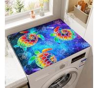 Washing Machine Dryer Dust Proof Sun Protection Mat 3D Animal Print Refrigerator Top Pad Kitchen Decorative Bathroom Rugs Non-Slip Drain Pad Coffee Table Pad Oven Cover Mat (Blue Turtle,30x40 cm)