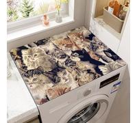 Washing Machine Dryer Dust Proof Sun Protection Mat 3D Animal Print Refrigerator Top Pad Kitchen Decorative Bathroom Rugs Non-Slip Drain Pad Coffee Table Pad Oven Cover Mat (Gray Kitten,30x40 cm)