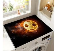 Washing Machine & Dryer Top Protector Cover Football 3D Print Anti Slip Silicone Washer Top Cover Wear-Resistant Dust and Dirt-Resistant for kitchen Fridge Coffee Table (Black,40x60cm)
