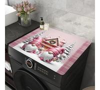 Washing Machine Dust Proof Sun Protection Mat 3D Christmas Pattern Refrigerator Top Mats Bathroom Rugs Kitchen Dust-Proof Drain Pad Drying Absorbent Coffee Table Pad (Pink,50x60 cm)