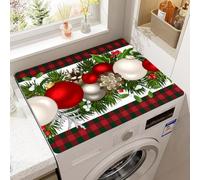 Washing Machine Dust Proof Sun Protection Mat Refrigerator Dust Mats 3D Christmas Patterns Kitchen Decorative Bathroom Rugs Dust-proof Drain Pad Drying Absorbent Coffee Table Pad (Red 2,50x50 cm)