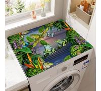 Washing Machine Dust Proof Sun Protection Mat Refrigerator Dust Mats Kitchen Decorative Bathroom Rugs Dust-proof Drain Pad Drying Absorbent Coffee Table Pad 3D Animal Print (Green Frog,30x40 cm)