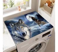 Washing Machine Dust Proof Sun Protection Mat Refrigerator Dust Mats Kitchen Decorative Bathroom Rugs Dust-proof Drain Pad Drying Absorbent Coffee Table Pad 3D Animal Print (Gray Wolf,40x50 cm)