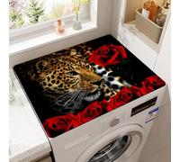 Washing Machine Dust Proof Sun Protection Mat Refrigerator Dust Mats Kitchen Decorative Bathroom Rugs Dust-proof Drain Pad Drying Absorbent Coffee Table Pad 3D Animal Print (Rose Leopard,50x50 cm)