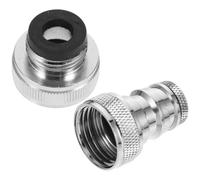 Washing Machine Faucet Hose Adapter Galvanized Brass 3/4 Inch Quick Connect | Automatic Shut-off, Leak Prevention, Silver Finish, One Piece with Gasket, for Sink Tap Hose Fitting