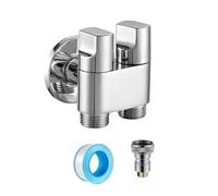 Washing Machine Faucets Stainless Steel Faucet Double Control Water Stop Quick Opening Angle Valve Wall Mounted Toilet Tap(Silver)