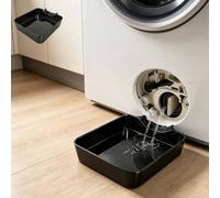 Washing Machine Filter Drain Tray, Washer Drain Plastic Pan, Waterproof Non-Slip Drip Tray With Raised Edge, Water Catch Tray Compatible with Washer, Dryer & Laundry Room (black)