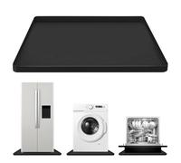 Washing Machine Mat Silicone for Small Compact Washer and Dryer Under/Top, Drain Pan Drip Tray Floor Protector Non-Slip Flexible Soft Mat Waterproof 60 x 60 CM Black