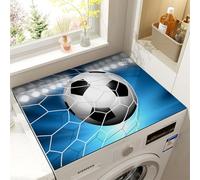 Washing Machine or Dryer Top Protector Mat Cover Football 3D Print Anti Slip Silicone Washer Top Cover Wear-Resistant Dust and Dirt-Resistant Draining Mat for Kitchen Fridge (Blue,40x60cm)