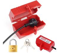 Washing Machine Plug Lock, Power Plug Protection Box with Padlock, Safebox for Plug 119 x 66 x 66 mm, Socket Lock Lockable Prevent Electricity Theft, Plug Safebox, Red