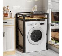 Washing Machine Rack Heavy Duty 250KG Load Capacity Adjustable Height Shelf Durable Iron Wood Design Space Saving Washer Dryer Stand Anti Shake Stable Storage Organizer