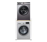 washing machine rack shelfWasher Dryer Stacking Rack Stand, Thicked Steel Heavy Duty Washer Dryer Storage Shelf, Over Shelves with Adjustable Shelf, Space Saver Stackable Wooden Washing Mach