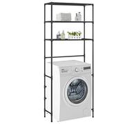 Washing Machine Shelf with 3 Shelves, Black, Stainless Steel, 69 x 28 x 169 cm, for Bathroom, Bathroom Shelf, Organiser with Wall Mount for Storage and Shelving in Laundry Room