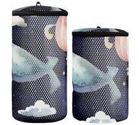 Washing Machine Shoe Bag Pack of 2 Sneaker Laundry Bag Clouds Whale Hot Air Balloon Watercolor Pattern Bag For Washing Shoes Shoe Mesh Laundry Bag, Clouds Whale Hot Air Balloon Watercolor Pattern, 1