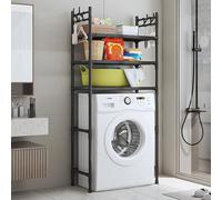 Washing Machine Storage Rack, 3-Tier Laundry Shelf with Hooks for Easy Assembly, Ideal for Bathroom, Kitchen, Balcony & Laundry Room Organization
