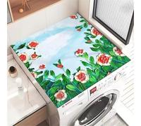 Washing Machine Top Cover Mat, Modern 3D Visual, Oil Painting Style Design, Absorbent Drying Mat, Anti-Slip Washing Machine Cover for Kitchen Laundry Room Micro Wave Refrigerator (Color 7,50x50cm)