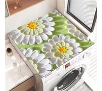 Washing Machine Top Cover Mat, Modern 3D Visual, Oil Painting Style Design, Absorbent Drying Mat, Anti-Slip Washing Machine Cover for Kitchen Laundry Room Micro Wave Refrigerator (Color 4,40x50cm)