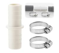 Washing Machine Waste Pipe Connector with Pipe Clips Extension Attachment Hose to Hose Joiner Straight Connection Coupler for Machine Outlet Drain