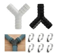 Washing Machine Waste Splitter, 2 Sets Y-Type Hose connectors, 6 Hose Clamps, Double Waste Pipe Connector for Washing Machine and Dishwasher, Fits 16-27mm Hoses