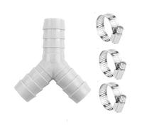 Washing Machine Waste Splitter Plastic 2 Way Hose Splitter Secure Leak-Proof Waste Pipe Connector with 3 Adjustable Clamps Fits 16-27mm Hoses for Washing Machine and Dishwasher Drain