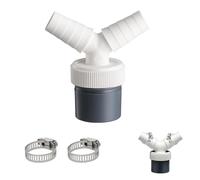 Washing Machine Waste Splitter, Washing Machine And Dishwasher Washing Machine Waste Pipe Connector Space-Saving Y-Branch, Waste Pipe for 40 Mm Inlet Connector With Outlet, With 2 Hose Clamps