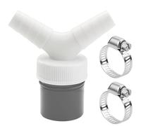 Washing Machine Waste Splitter, with 2 Pcs Secure Clamps, Dual Head Drain Hose Connector for Dishwasher and Laundry, Space Saving Y-Branch Adapter, Fits Standard 18-24mm Hoses