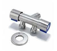 Washing Machine Water Diverter Valve, Stainless Steel Double Handle Water Diverter Valve with G1/2 Thread for Washing Machine,Toilet and Outdoor Pipe Fittings