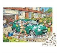 Washing The Car on A Saturday Wooden Jigsaw Puzzle Waterproof 1000 Piece Puzzles for Adults Fun Challenging Games