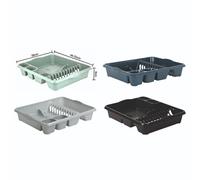 Dish Drainer Strainer Pots Drying Rack Grey Home Kitchen Cutlery Holder Wham Grey One Size