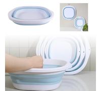 Washing Up Bowl, Portable Silicone Folding Hand Washing Basin, Folding Bowl Folding Bucket, Folding Washbasin Suitable for Home Kitchen Foot Bathtub Foot Basin (Blue, Small)