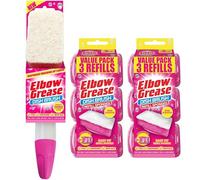 Washing up Brush Set - Handle Plus 7 Heavy Duty Sponge Refills. Washing Up Sponges Soap Dispensing Magic Handle, Super Scrubbing Kitchen Cleaner Scourer Bathroom Scrub Sponge Scraper Refill