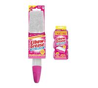 Washing Up Brush with Liquid Dispenser with Refill Sponges in PINK - Effortless Dish Cleaning and Surface Care by Elbow Grease (Pink, 1 Dish Brush + 3 Refill Sponges)