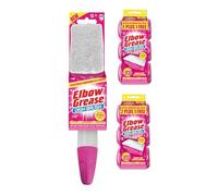 Washing Up Brush with Liquid Dispenser with Refill Sponges in PINK - Effortless Dish Cleaning and Surface Care by Elbow Grease (Pink, 1 Dish Brush + 6 Refill Sponges)
