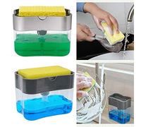 Washing Up Liquid PUMP DISPENSER & SPONGE Set -Pump Action Liquid Dish Soap Dispenser