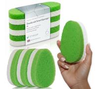 Washing Up Sponge Non Scratch SmartSponge Dual-Layer eco Cellulose & Heavy Duty thick Green Scrub Foam. Ergonomic Shape, Kitchen Dish window Pots & Pans Cleaning Scourers Quick-Dry Odourless pads. 6PC