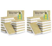 Washing Up Sponges 24 Pack - Natural Cellulose & Sisal Non Scratch Heavy Duty Kitchen Dish Sponges, Biodegradable Compostable Cleaning Sponge Scourers for Household, Kitchen Cookware