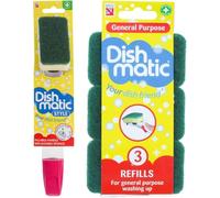 Washing Up Sponges Bundle With Washing Up Sponge Head with Fillable Liquid Dispensing Handle & 3pk Refill Sponges (Refills)