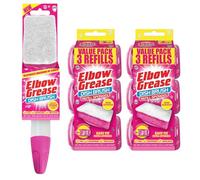 Washing Up Sponges Soap Dispensing Dish Brush with Handle, Dishwashing Brush with Refill Sponge Heads, Kitchen Cleaning Scrubber, Non Scratch Sponge, Easy Fill Liquid Dish Brush Pink (6 Refills)
