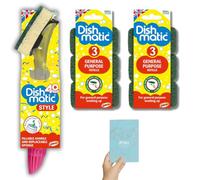 Washing Up Sponges Soap Dispensing Magic Handle, Super Scrubbing Kitchen Cleaner Flash Scourer Bathroom Scrub Sponge Scraper Refill TDY Bundle With TDY Washing Up Guide (Handle plus 6 Sponge Refills)