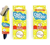Washing Up Sponges Soap Dispensing Magic Handle, Super Scrubbing Kitchen Cleaner Flash Scourer Bathroom Scrub Sponge Scraper Refill (Handle plus 6 Heavy Duty Sponge Refills)